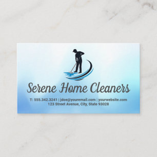 Janitor Mopping Logo House Cleaner Maids Business Card