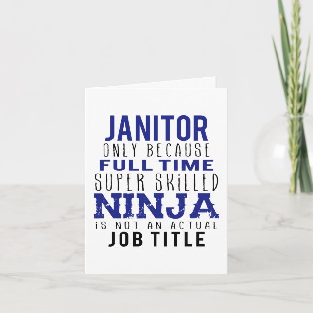 Janitor Ninja Humour  Thank You Card (Front)