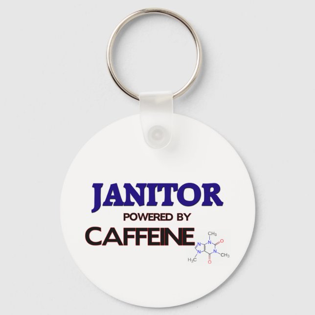 Janitor Powered by caffeine Key Ring (Front)