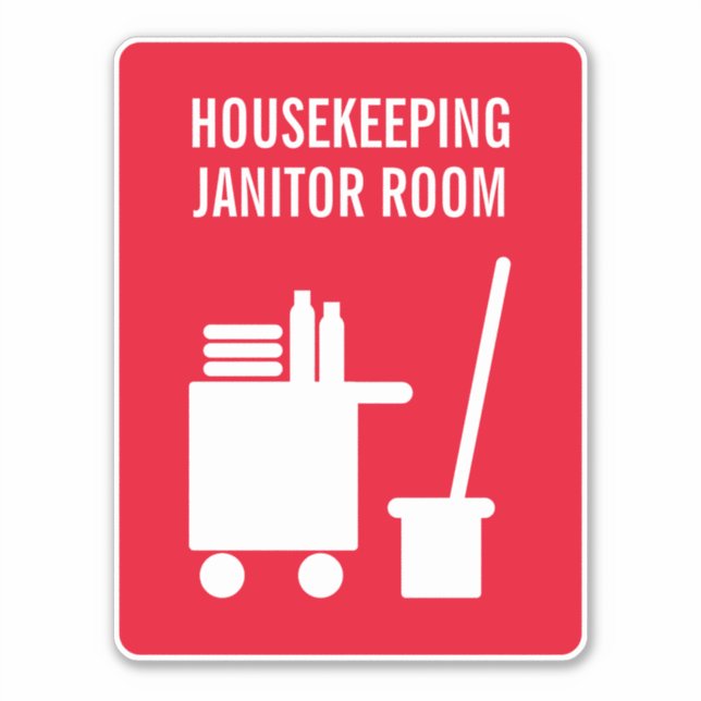 Janitor Room Housekeeping door sign vinyl sticker (Front)