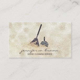Janitorial Cleaning Gold Sparkle Maid Lady Beige Business Card