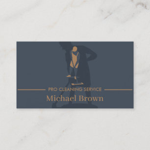 Janitorial Housekeeping Cleaning Pro Men Navy Business Card