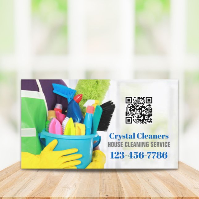 Janitorial Housekeeping Cleaning Services QR Code Business Card (Janitorial Housekeeping Cleaning Services QR Code Business Card)