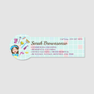 Janitorial   Maid   Cartoon Cleaning Staff Name Tag