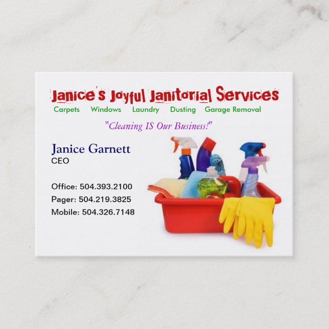 Janitorial Service Business Card (Front)