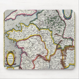 Jansson Map of France or Gaul in Ancient Mouse Mat