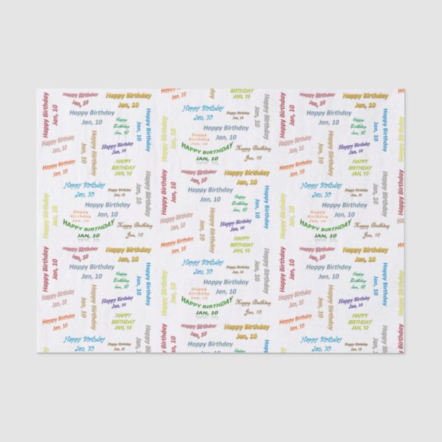 January, 10 Birthday Tissue Paper (Front)