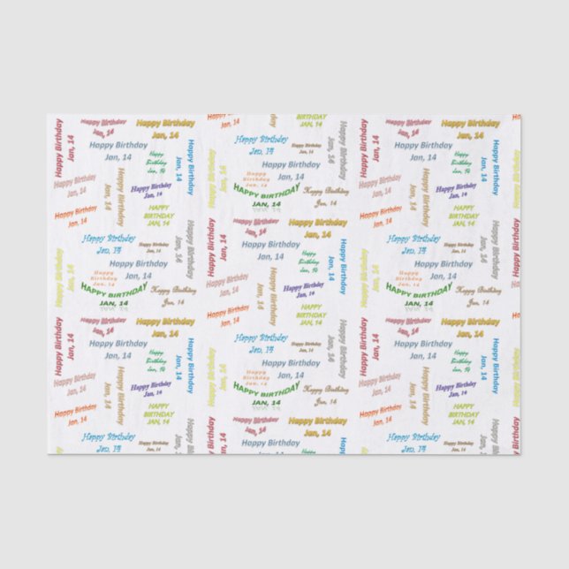 January, 14 Birthday Tissue Paper (Front)