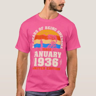 January 1936 87 Year Old Fishing Lover 87Th Birthd T-Shirt
