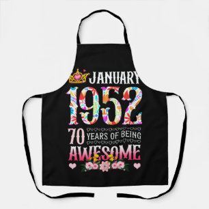 January 1952 70th Birthday 70 Years Awesome Floral Apron