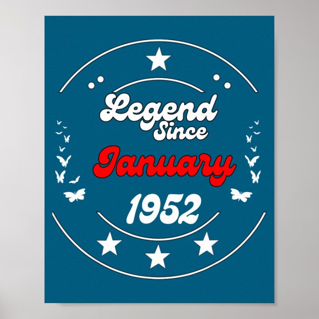 January 1952 Birthday Legend Man Boy Since January Poster (Front)