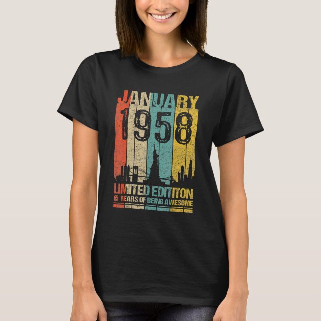 January 1958  65 Years Of Being Awesom T-Shirt (Front)