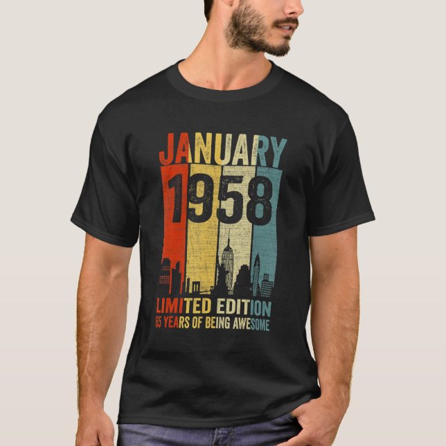 January 1958  65 Years Of Being Awesome T-Shirt (Front)