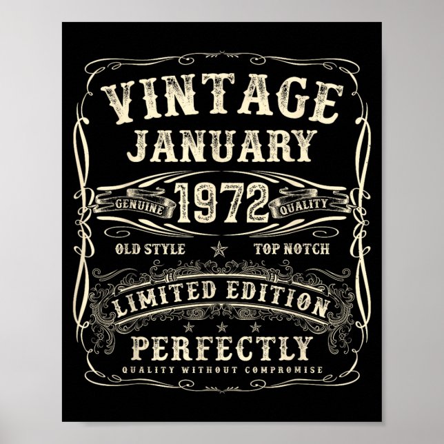 January 1972 54th Birthday For Men 54 Year Old Bda Poster (Front)