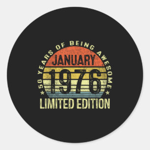 January 1976 50th Birthday Gifts For Men Women 50 Classic Round Sticker