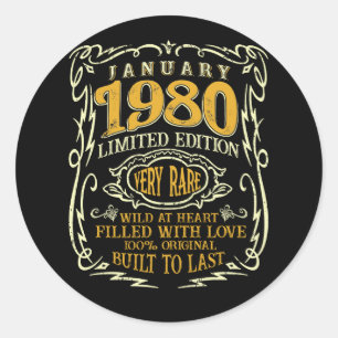 January 1980 42 Years 42nd Birthday Built To Last Classic Round Sticker