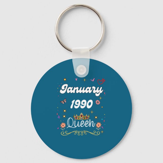 January 1990 Queen Since January 1990 Birthday Gir Key Ring (Front)
