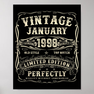 January 1998 28th Birthday For Men 28 Year Old Bda Poster