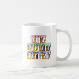 January 1st Birthday Cute Cartoon Cats Coffee Mug