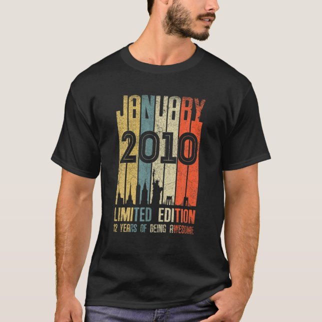 January 2010 12 Birthday 12 Year Old 2010 Birthday T-Shirt (Front)