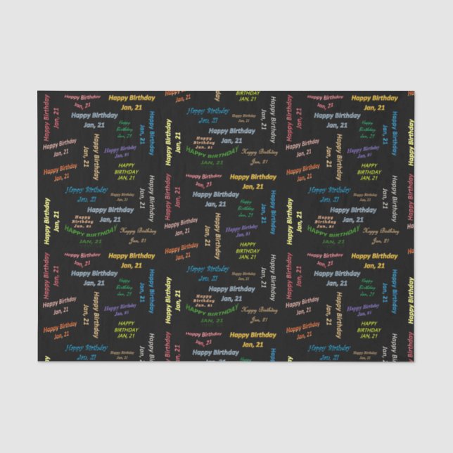January, 21 Birthday Tissue Paper (Front)