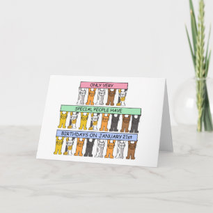 January 21st Birthdays celebrated by cats. Card