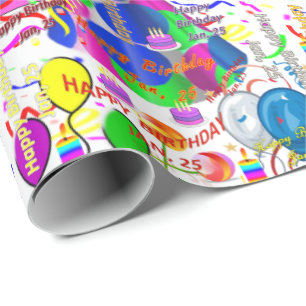 January, 25 Birthday Gift Wrapping Paper