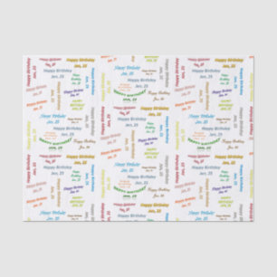 January, 25 Birthday Tissue Paper