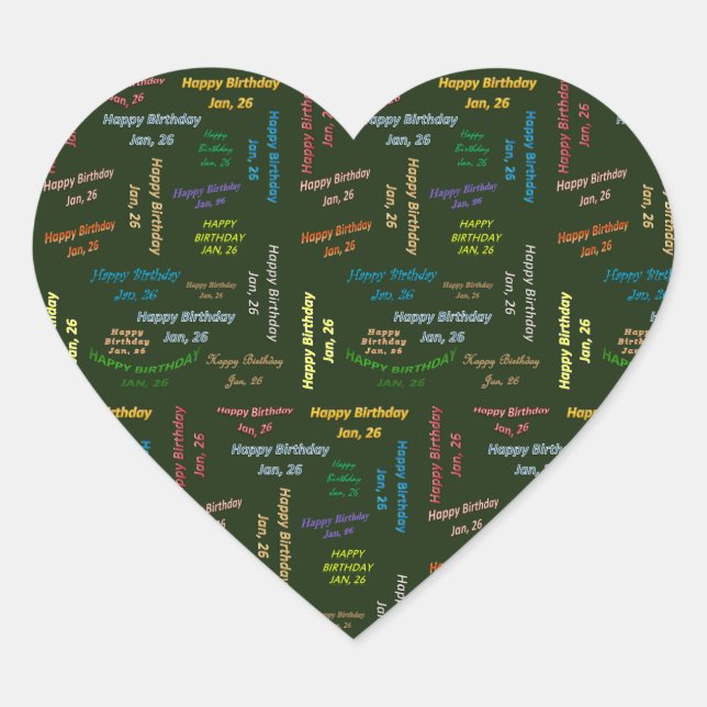 January, 26 Birthday Sticker (Front)