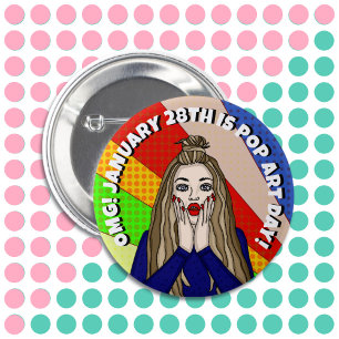 January 28th is Pop Art Day   Holiday Button