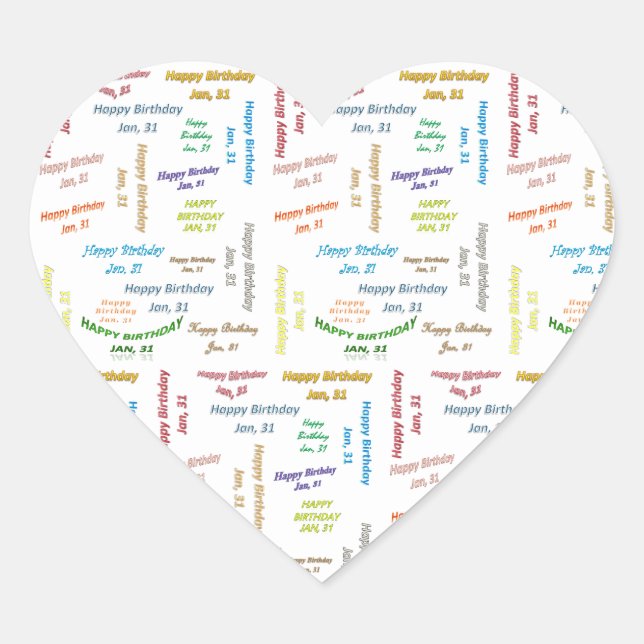 January, 31 Birthday Sticker (Front)