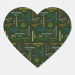 January, 4 Birthday Sticker