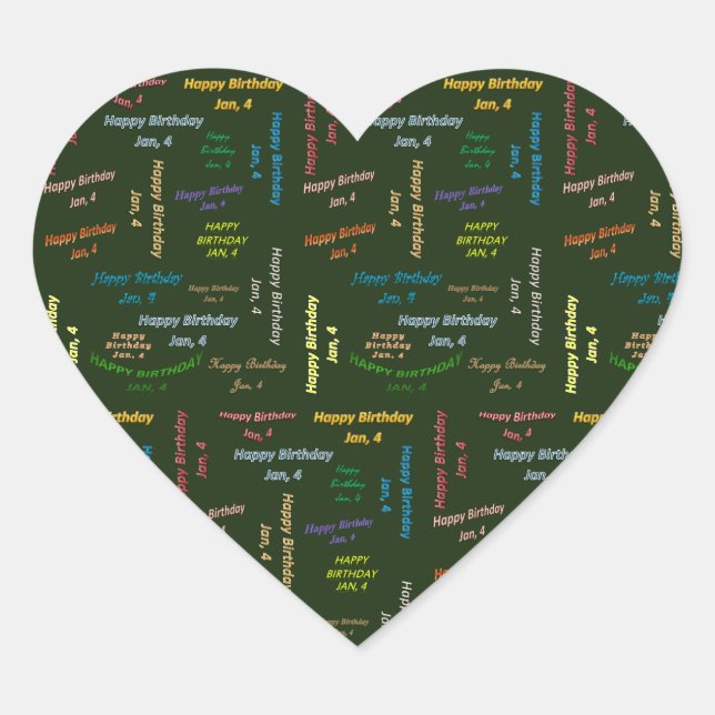 January, 4 Birthday Sticker (Front)