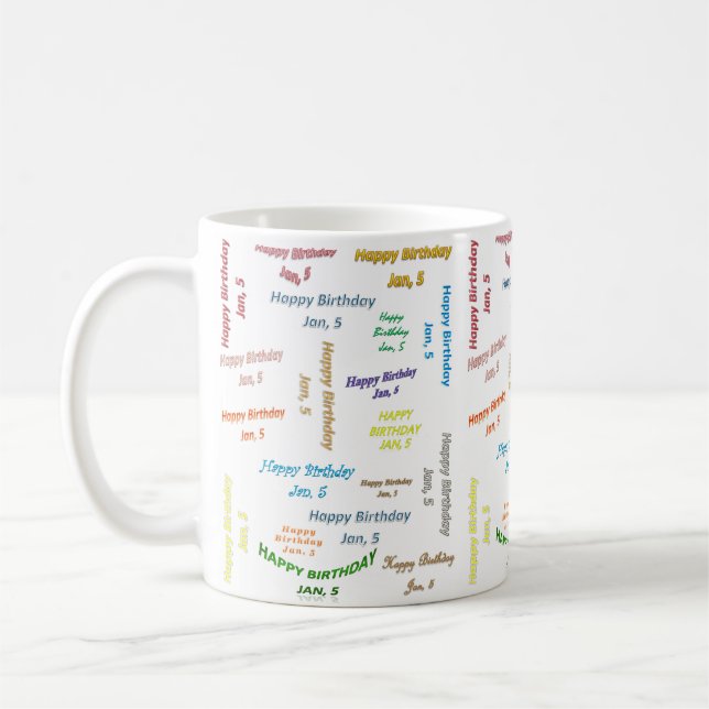 January, 5 Birthday Mug (Left)