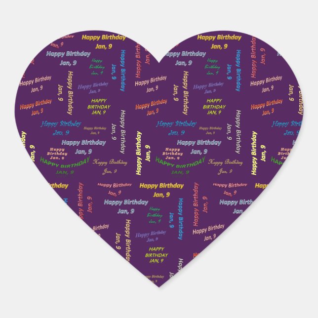 January, 9 Birthday Sticker (Front)