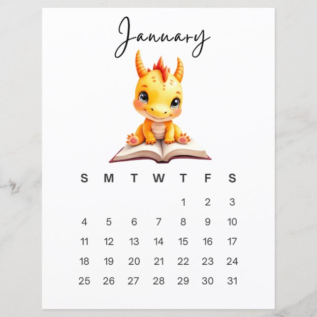 January Baby Dragon Art Print Whimsical Fantasy  (Front)