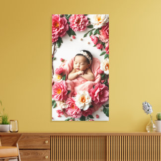 January Birth Flower Baby Girl Portrait Canvas Print