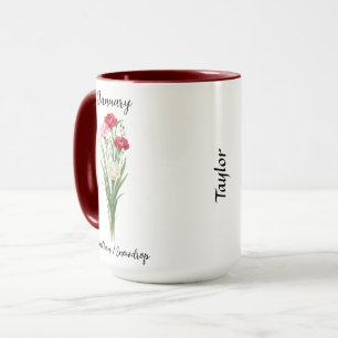 January Birth Flower Carnation & Snowdrop Mug