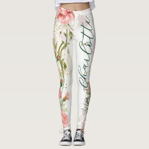 January Birth Flower Carnations & Snowdrops Leggings