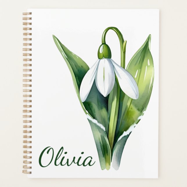 January birth flower gift White snowdrop flower Planner (Front)