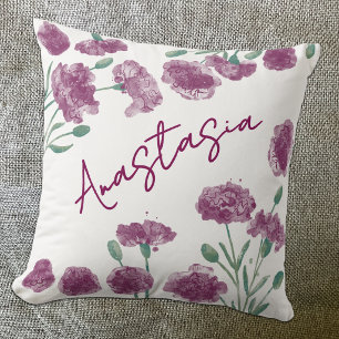 January Birth Month Carnation Personalised Cushion