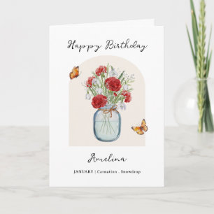 January Birth Month Flower Birthday Card