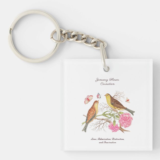 January Birth Month Flower  Birthday Gift      Key Ring (Front)