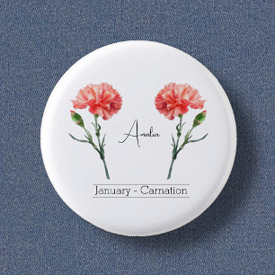 January Birth Month Flower Carnation 3 Cm Round Badge