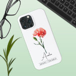 January Birth Month Flower Carnation iPhone 13 Pro Max Case<br><div class="desc">The birth month flower January Carnation mobile case features a beautiful illustration of a carnation flower. Below the flower, there's a customisable name written in elegant script font. Underneath the name, it says "January - Carnation", indicating that her birth flower is the carnation. It's a lovely personalised mobile case, a...</div>