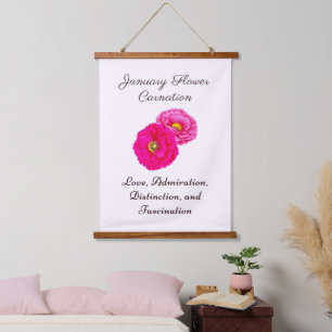 January Birth Month Flower Carnation Elegant Flora Hanging Tapestry