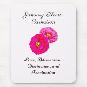 January Birth Month Flower Carnation Elegant Flora Mouse Mat