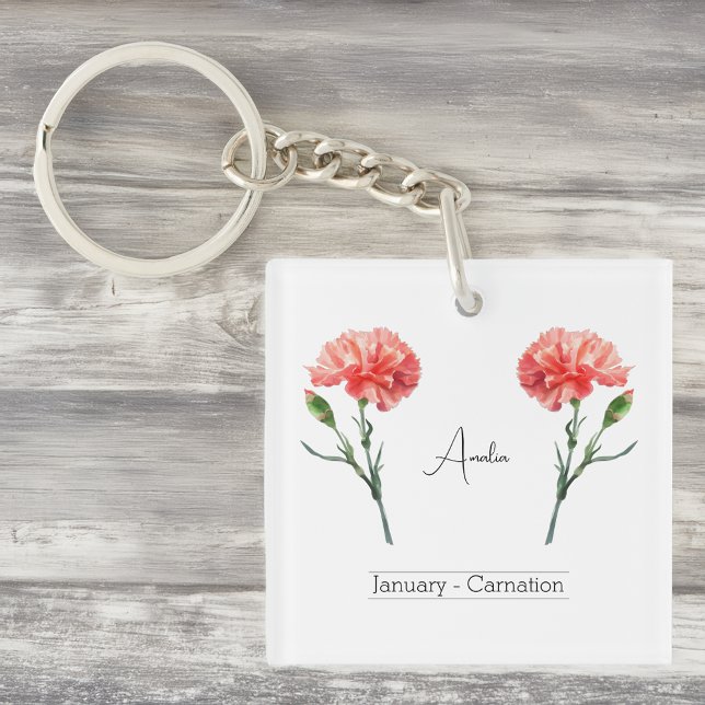 January Birth Month Flower Carnation Key Ring (Creator Uploaded)