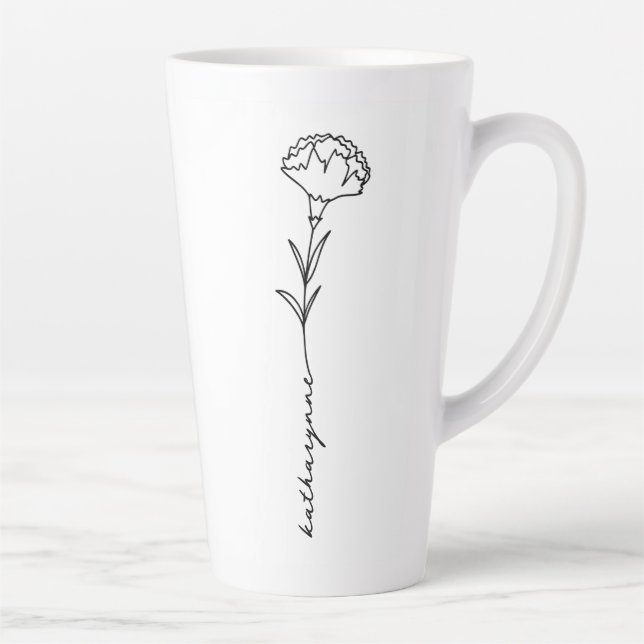 January Birth Month Flower Carnation Latte Mug (Right)