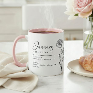 January Birth Month Flower Carnation Minimalist Mug
